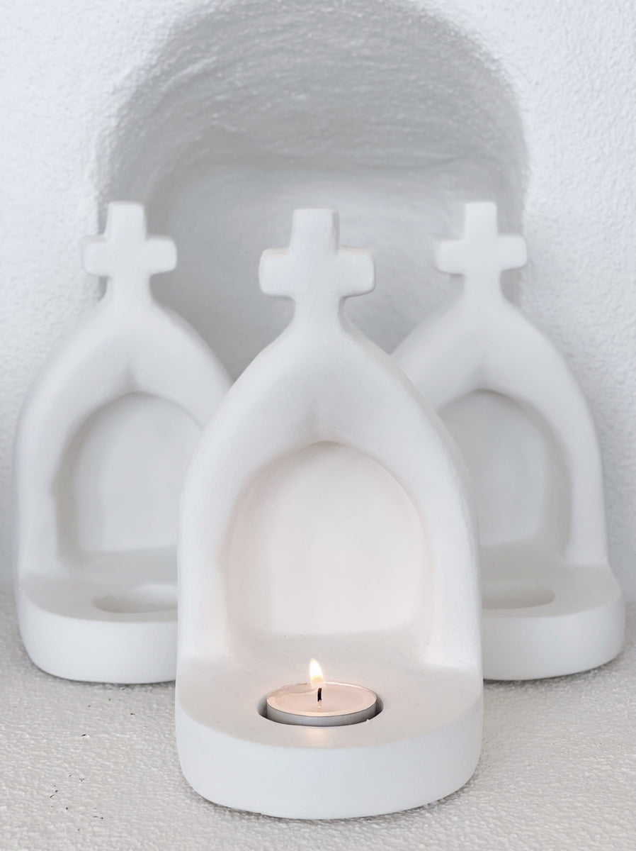 THE ORIGINAL SMALL TEALIGHT ALTAR - SMOOTH WHITE – BouBoulina Designs